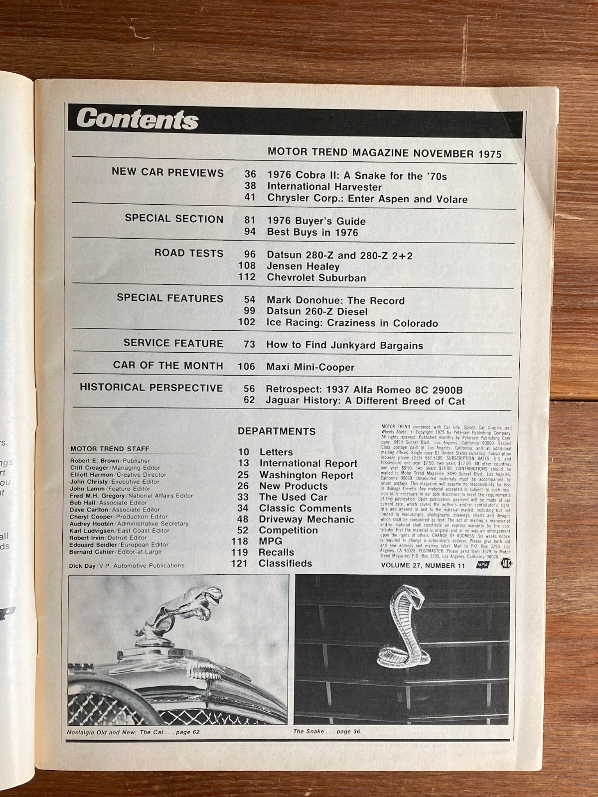1976 New Car Buyer&rsquo;s Guide ~ Cobra II Datsun 280Z ~ Motor Trend Nov 1975