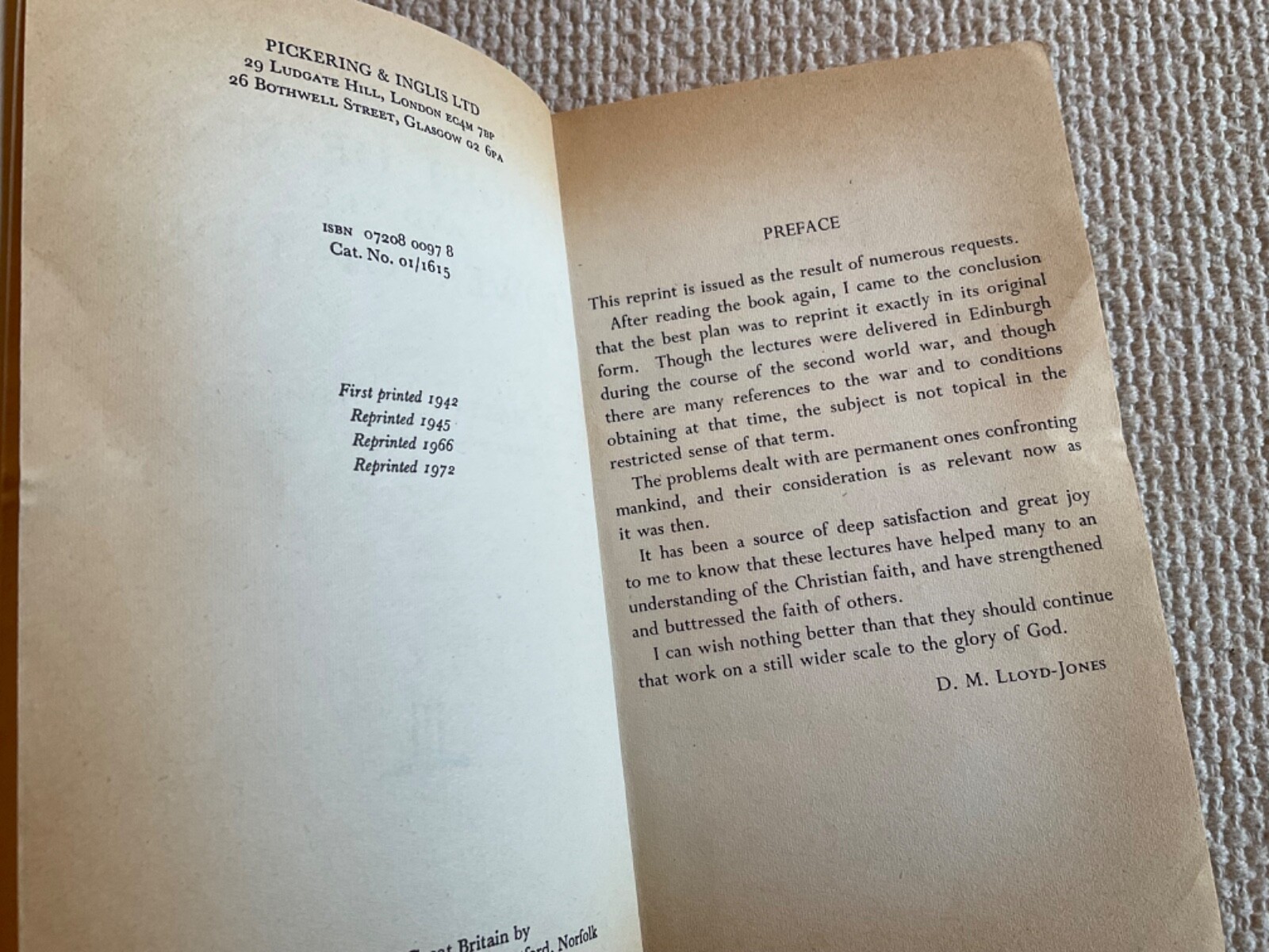 Plight of Man and the Power of God 1972 Printed UK by Martyn Lloyd Jones