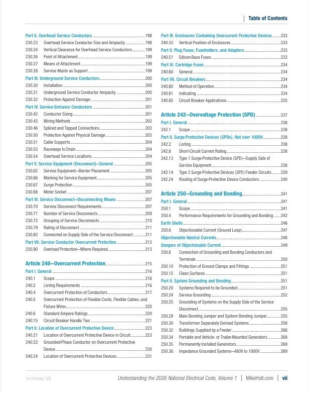Mike Holt&rsquo;s 2026 Understanding the NEC, Volume 1 Textbook Articles 90 – 480