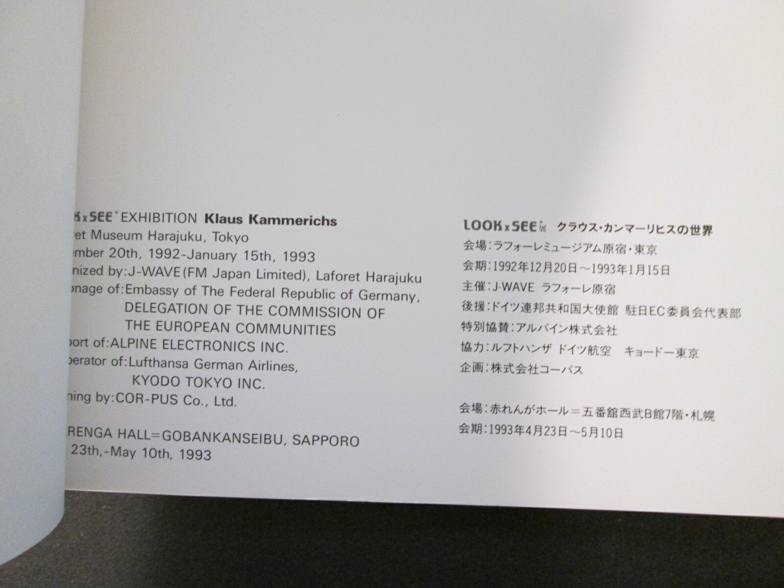 Very Rare KLAUS KAMMERICHS LOOK x SEE Art Book / Catalog ~ In English & Japanese