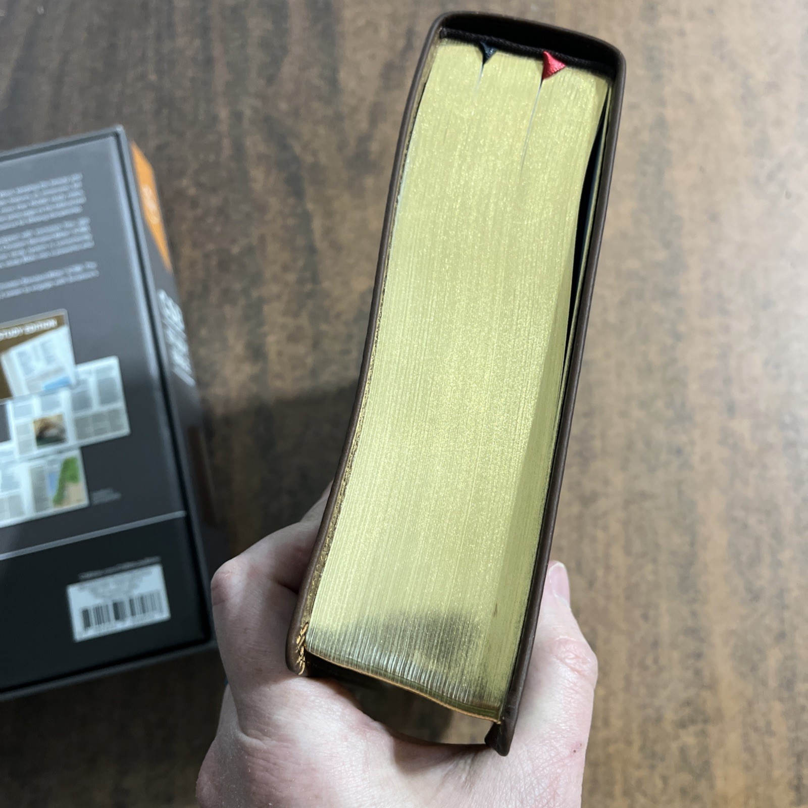 CSB Study Bible – Brown Genuine Leather – Raised Spine Hubs