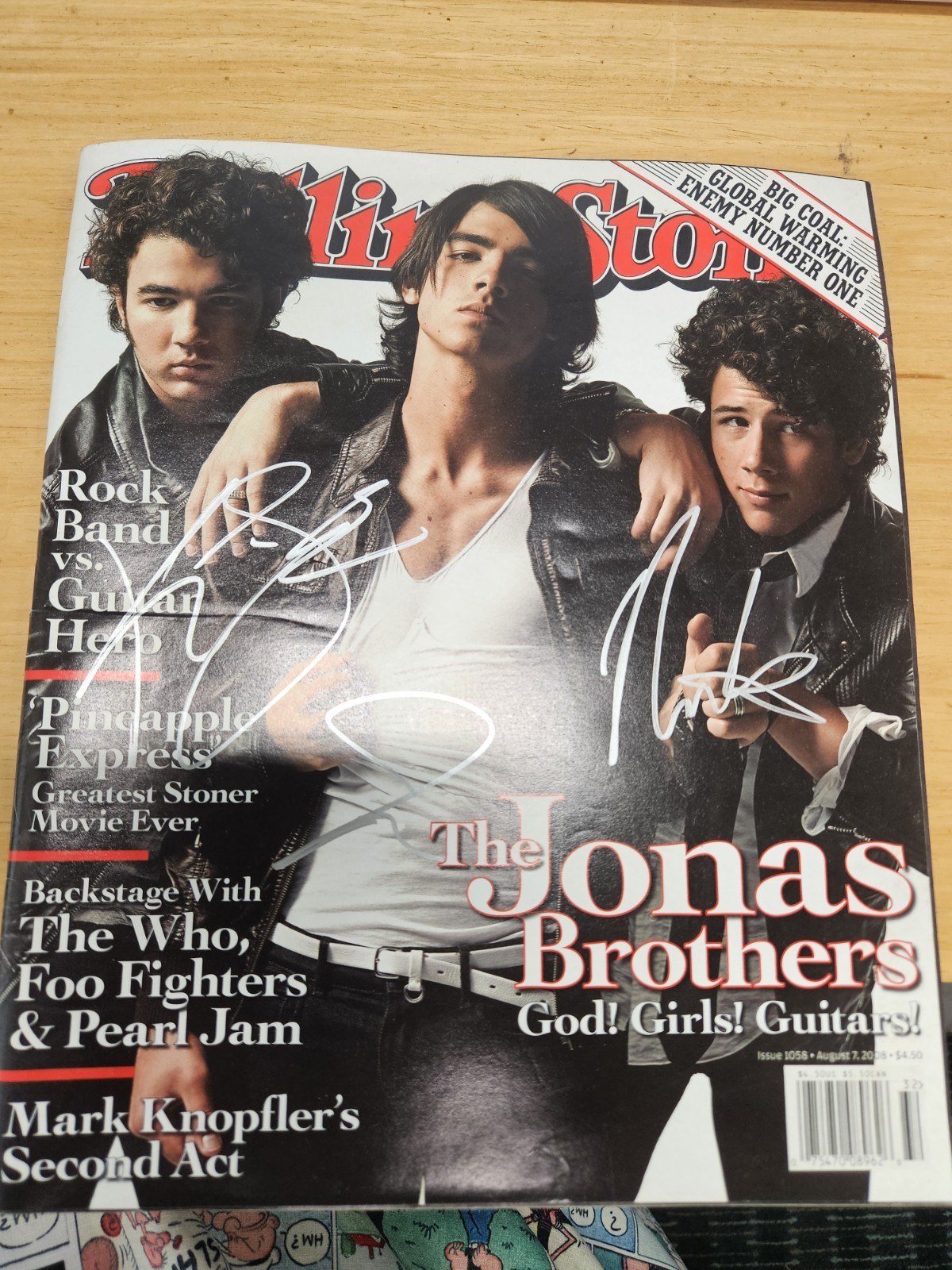 Rolling Stone Issue 1058 Aug 2008 Signed Jonas Brothers Cover Magazine