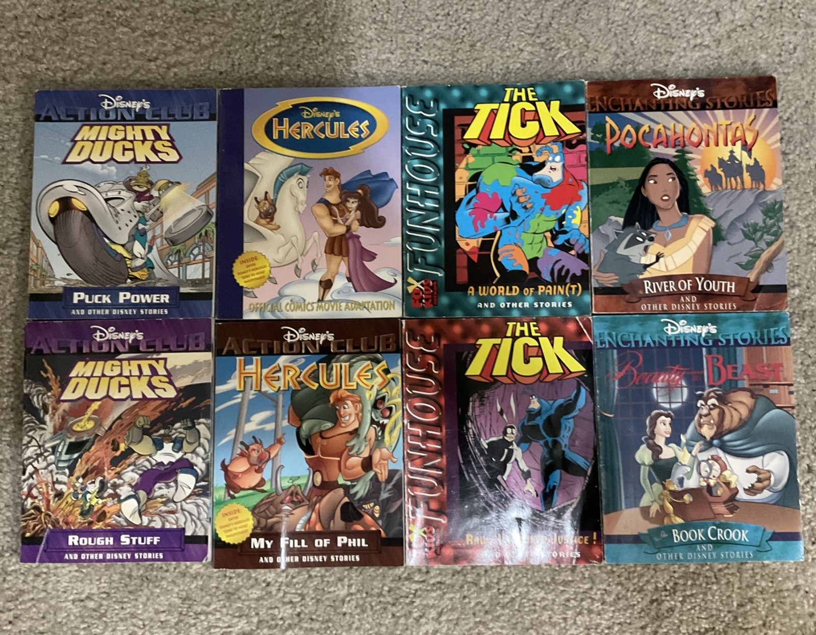 Lot Of 8 Disneys Enchanting Stories, Action Club, The Tick Book Cover Bit Damage