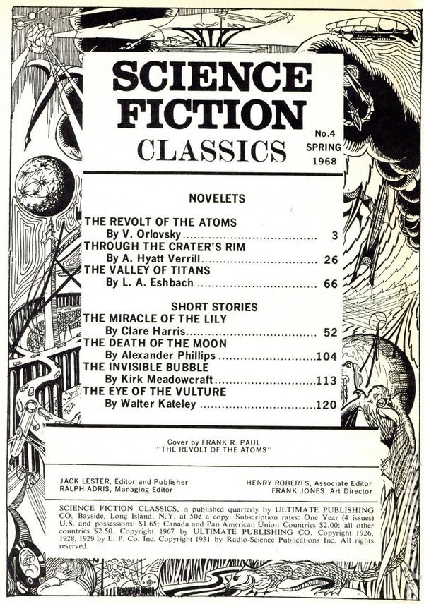 Science Fiction Classics Pulp #4 GD/VG 3.0 1968 Stock Image Low Grade