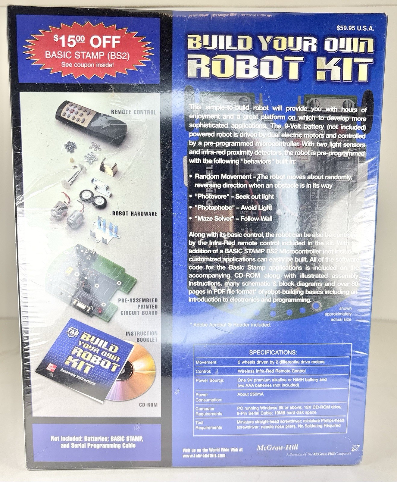 Build Your Own Robot Kit -Tab Electronics- McGraw Hill -Sealed-