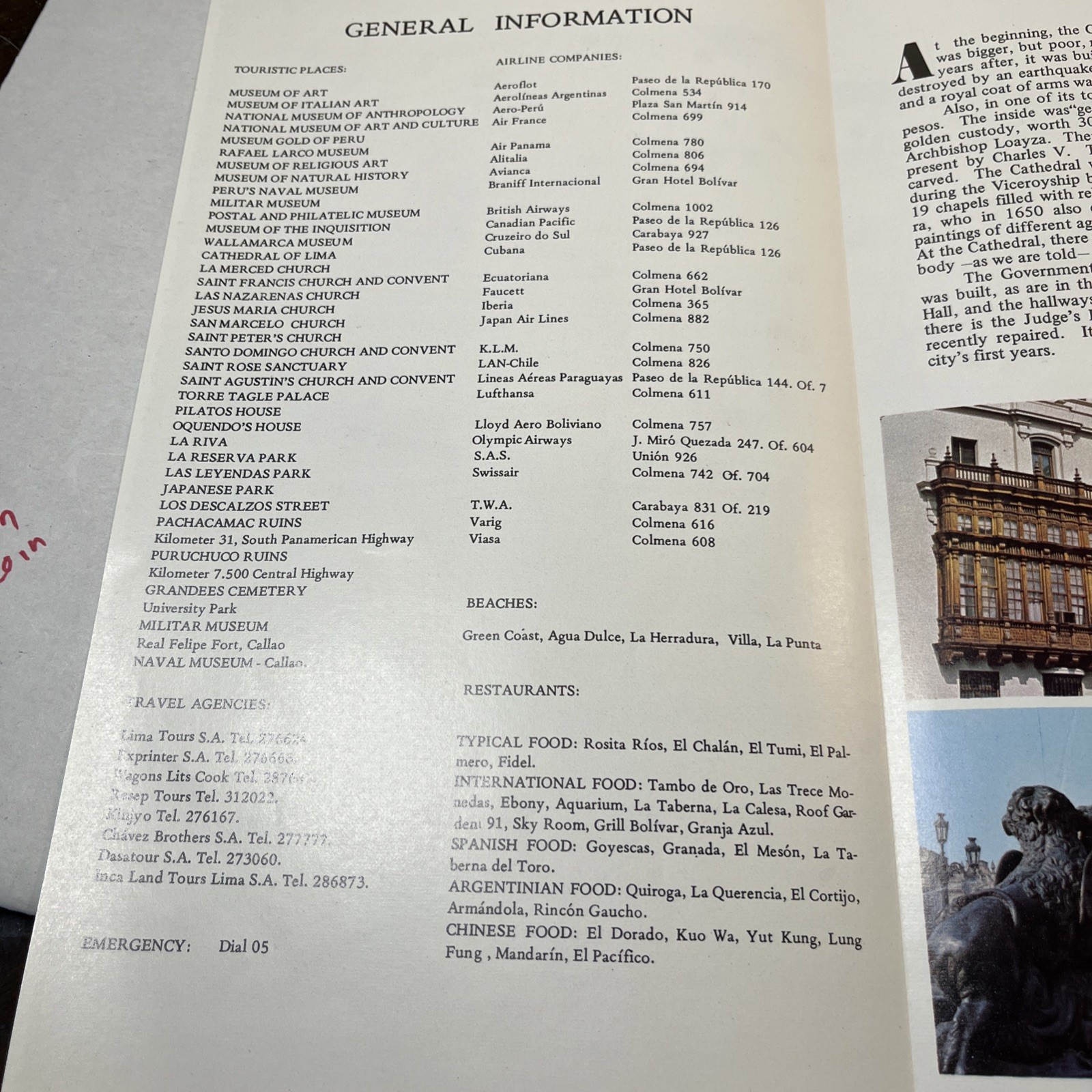 Peru Tourism, Art And Historical Collection