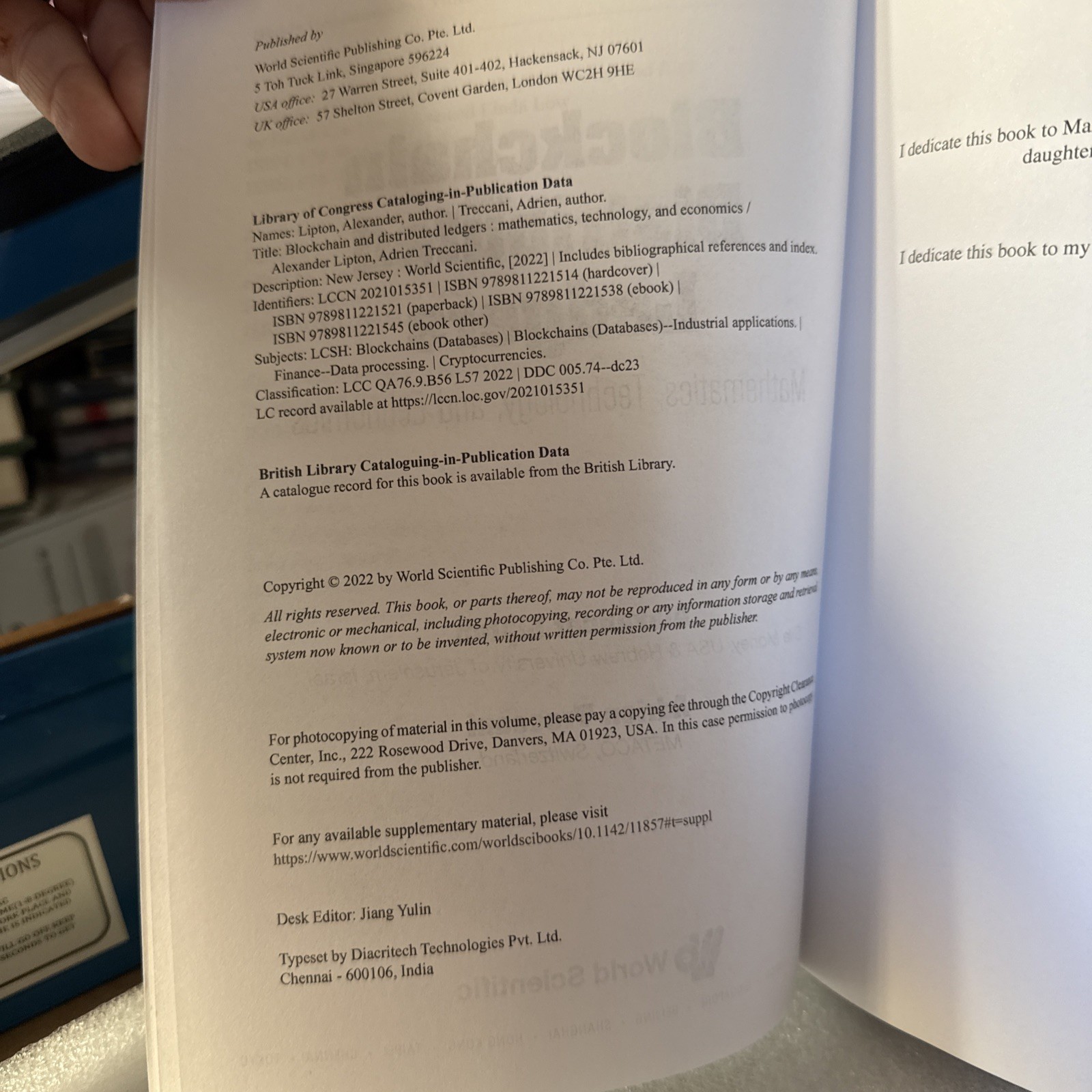 BLOCKCHAIN AND DISTRIBUTED LEDGERS: MATHEMATICS, By Alexander Lipton & Adrien