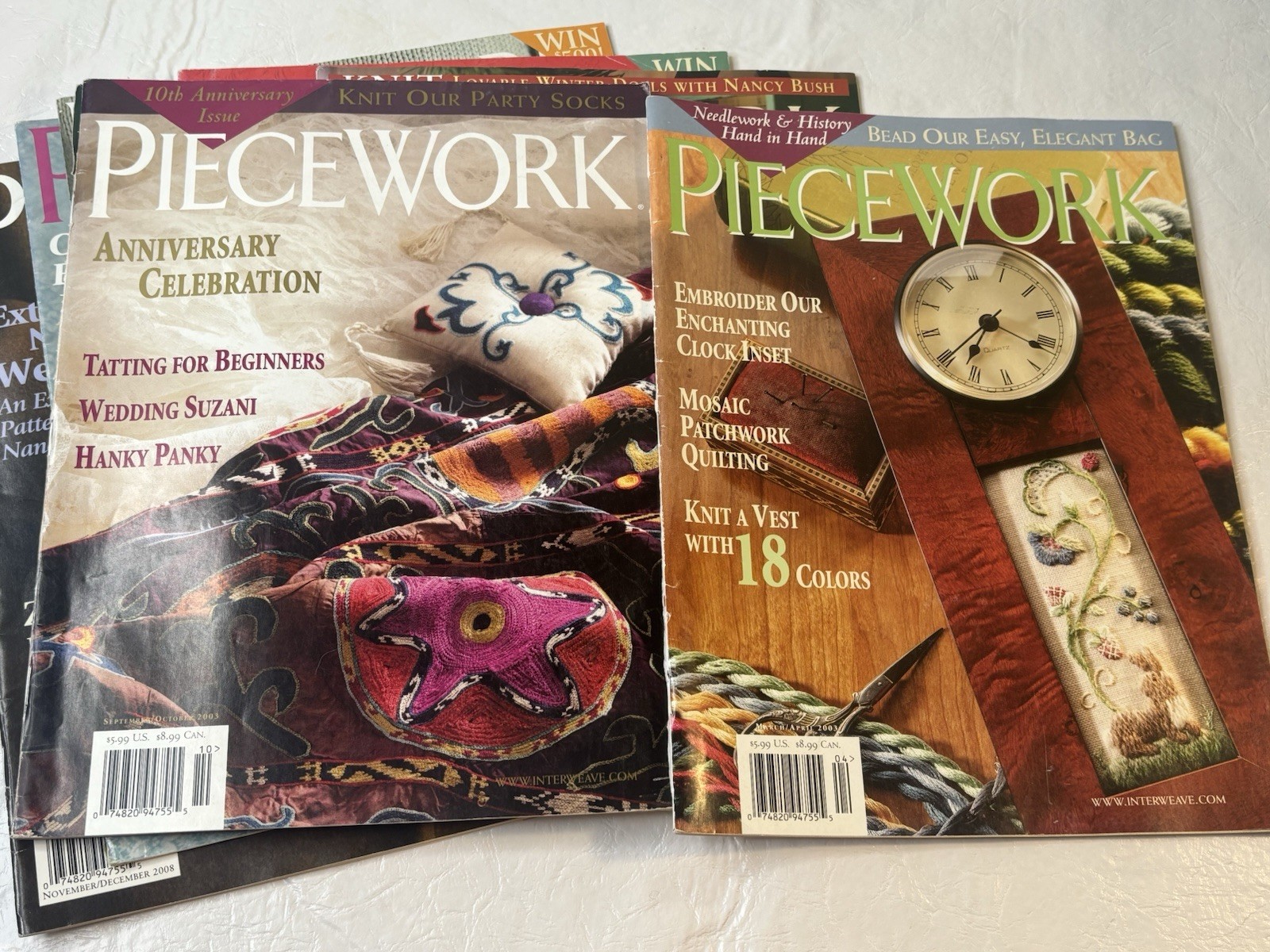 Lot x 9 Piecework Magazines 2002 2003 2005 2007 2008 Patterns Crafts Hobbies