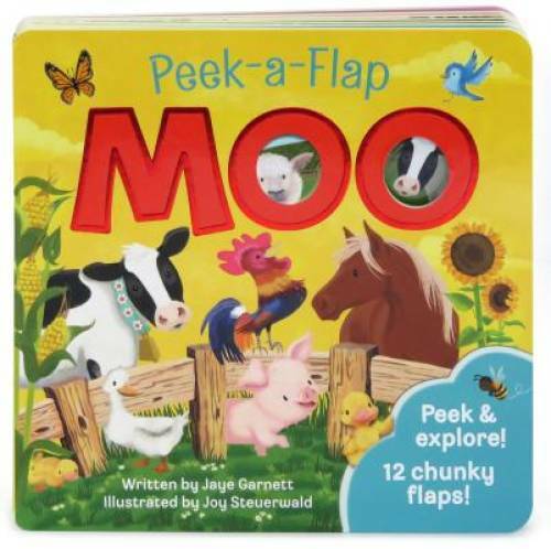 Moo: Peek-a-Flap Children&rsquo;s Board Book – Board book By Jaye Garnett – GOOD