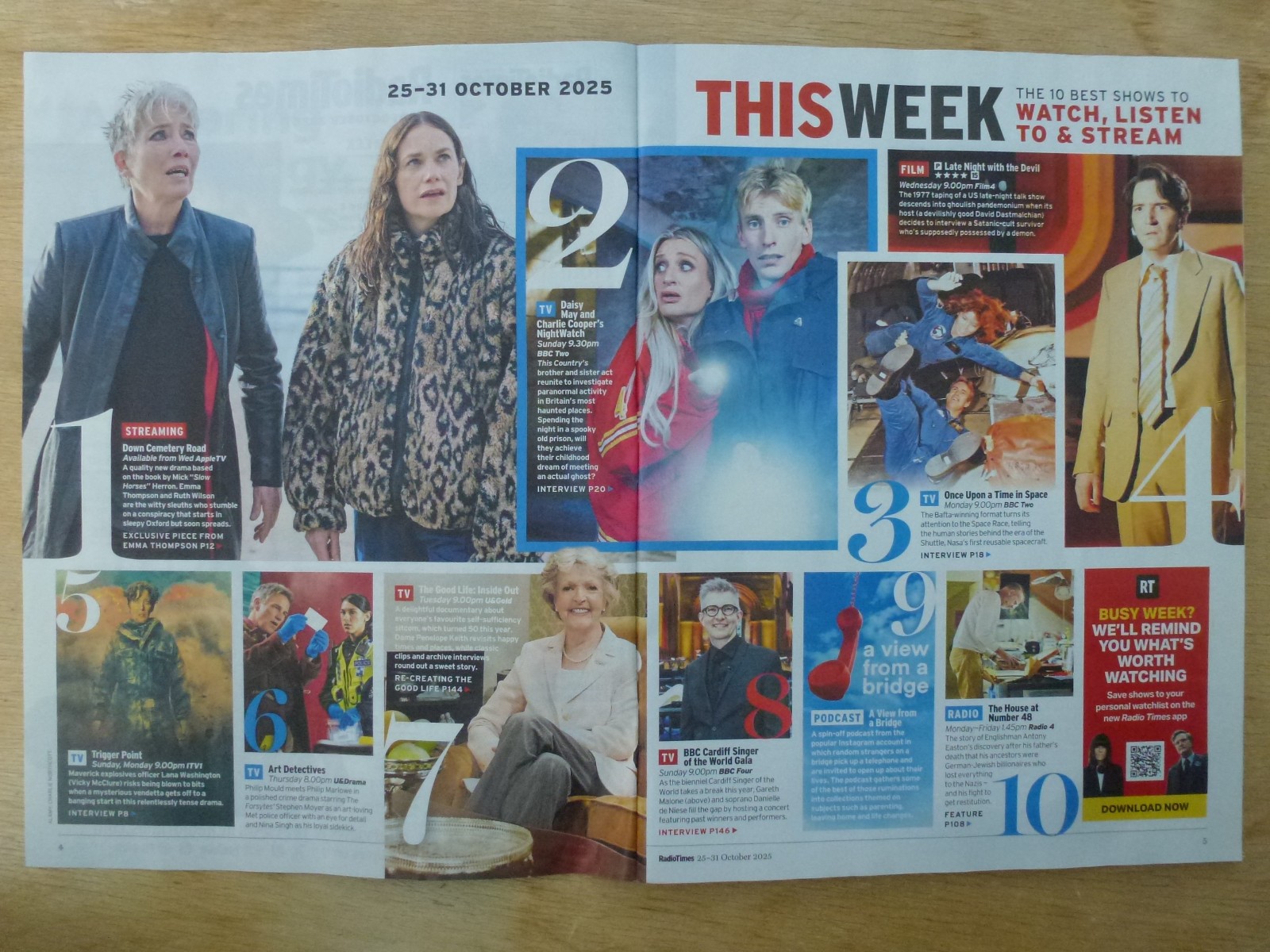 RADIO TIMES 25-31 OCT 2025 – EMMA THOMPSON STARS IN DOWN CEMETERY ROAD