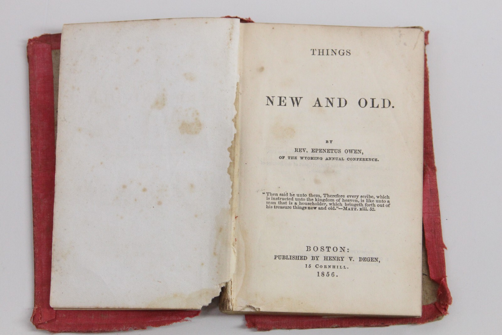 Things New & Old 1856 Rev Epenetus Owen Religion Faith 4.85&Prime; x 3.5&Prime; x .25&Prime;