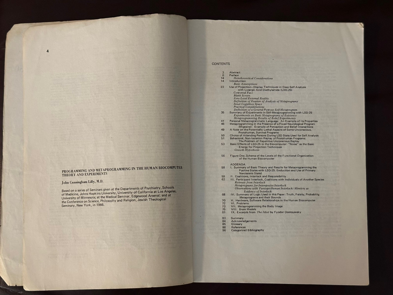 Programming & Metaprogramming in the Human Biocomputer by John C. Lilly M.D.