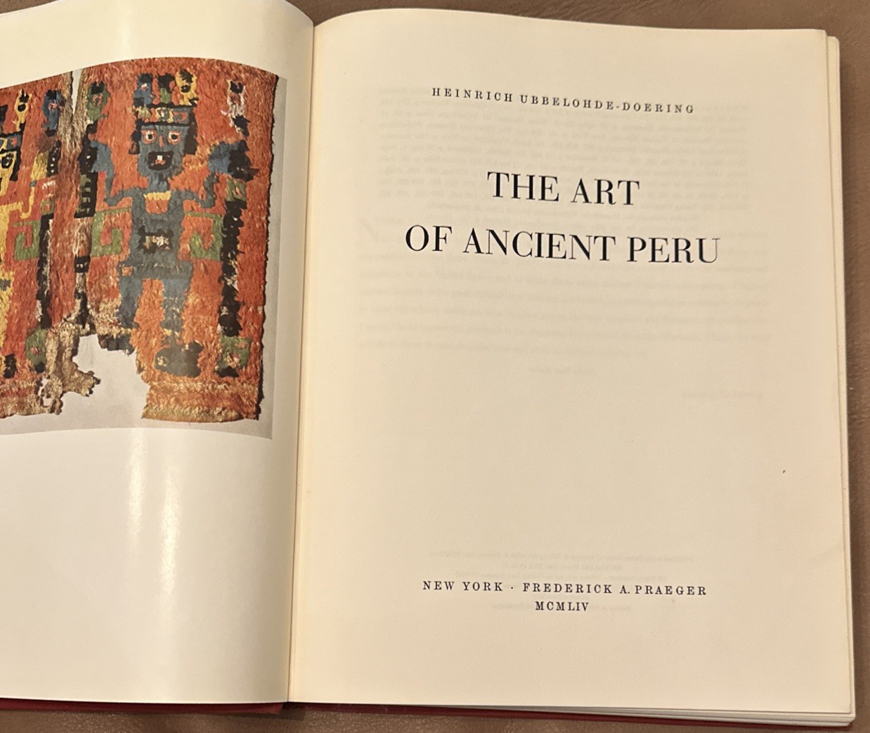 The Art Of Ancient Peru 1954 Second Edition Heinrich U. Doering