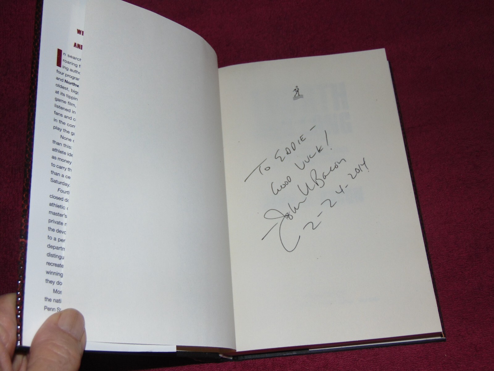 2013 SIGNED HB/DJ « 4th & LONG – FIGHT FOR SOUL OF COLLEGE FOOTBALL » JOHN U BACON