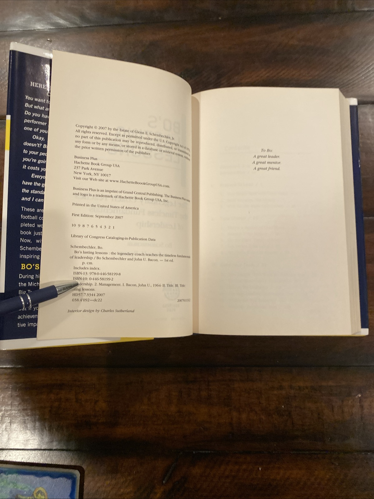 SIGNED Bo&rsquo;s Lasting Lessons by John U. Bacon U Of M Football