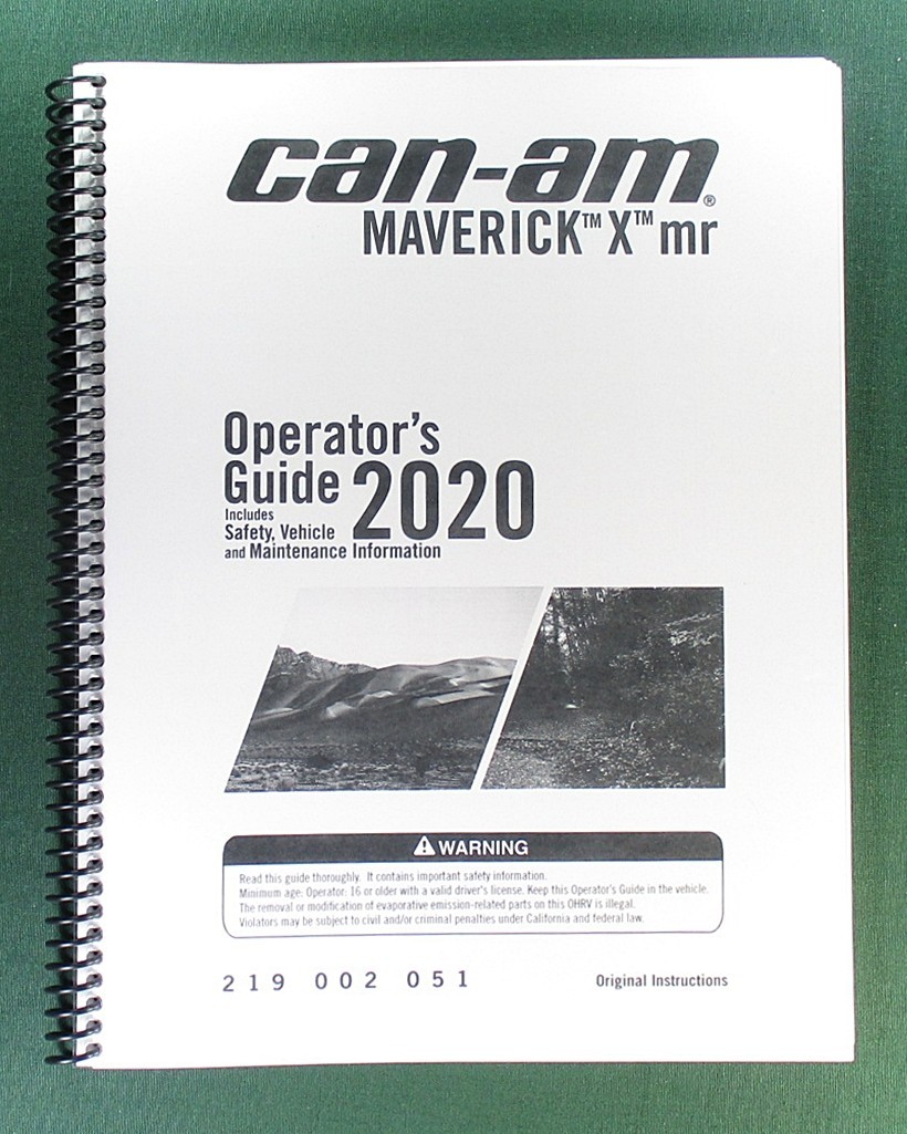 2020 Can-Am Maverick X mr Turbo Owner&rsquo;s Manual: 180 Pages & Clear Covers