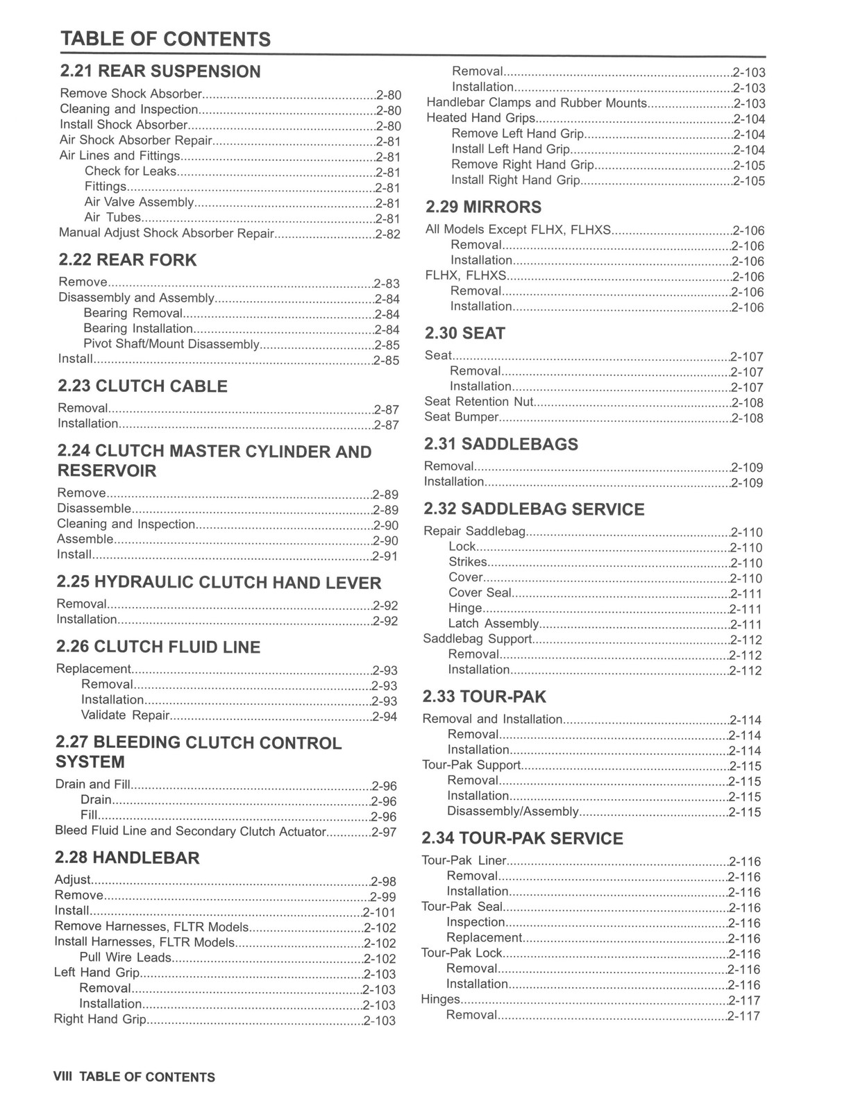 HARLEY-DAVIDSON 2016-2018 Touring Service Manual – BOUND – COVERS – XL FOLDOUTS