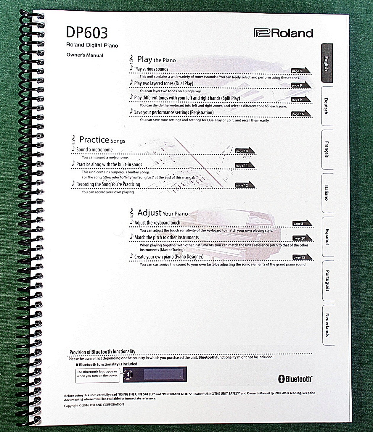 Roland DP603 Owner&rsquo;s Instruction Manual: 34 Pages & Protective Covers!