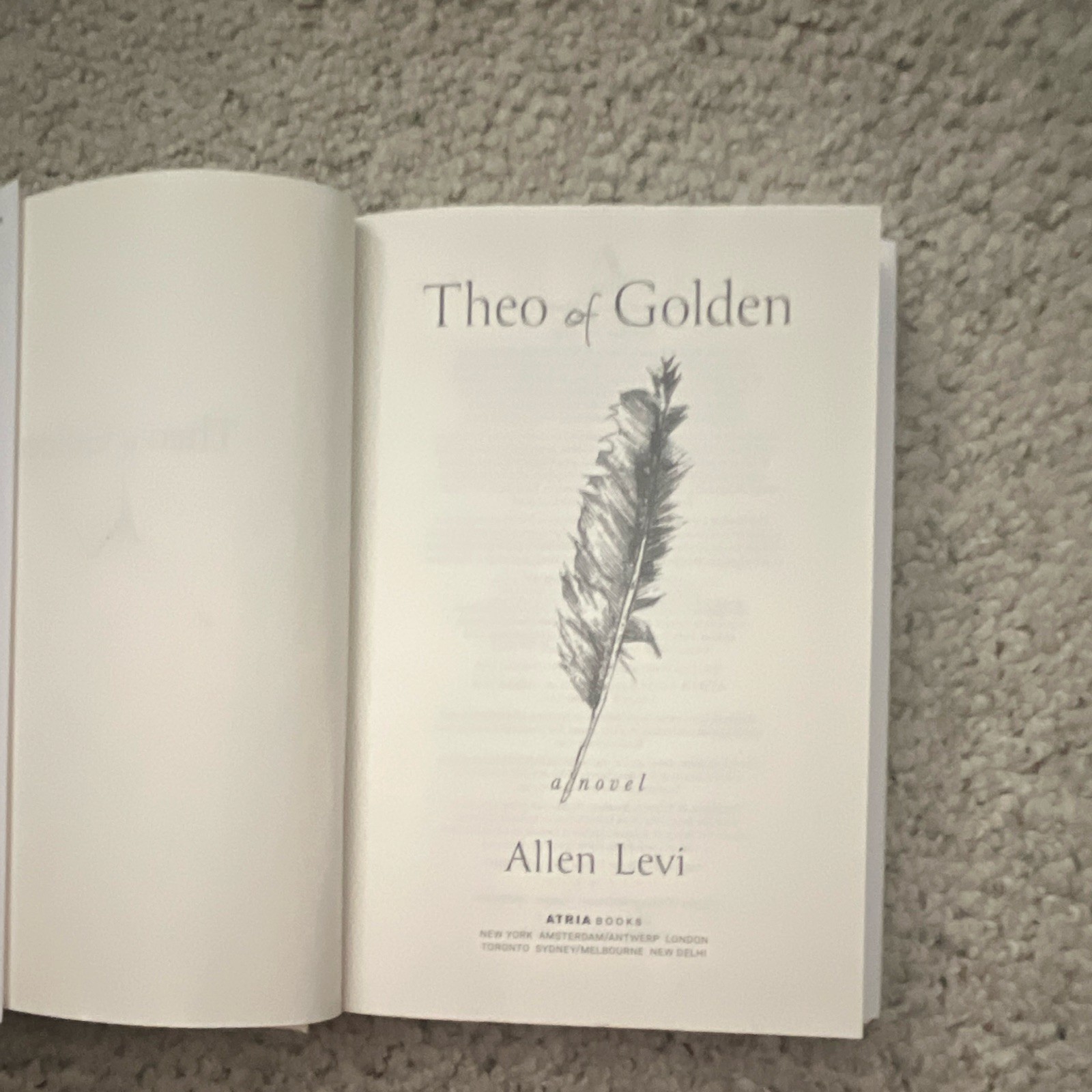 Allen Levi Theo of Golden Hardcover Novel Signed Inscribed 2025 Atria