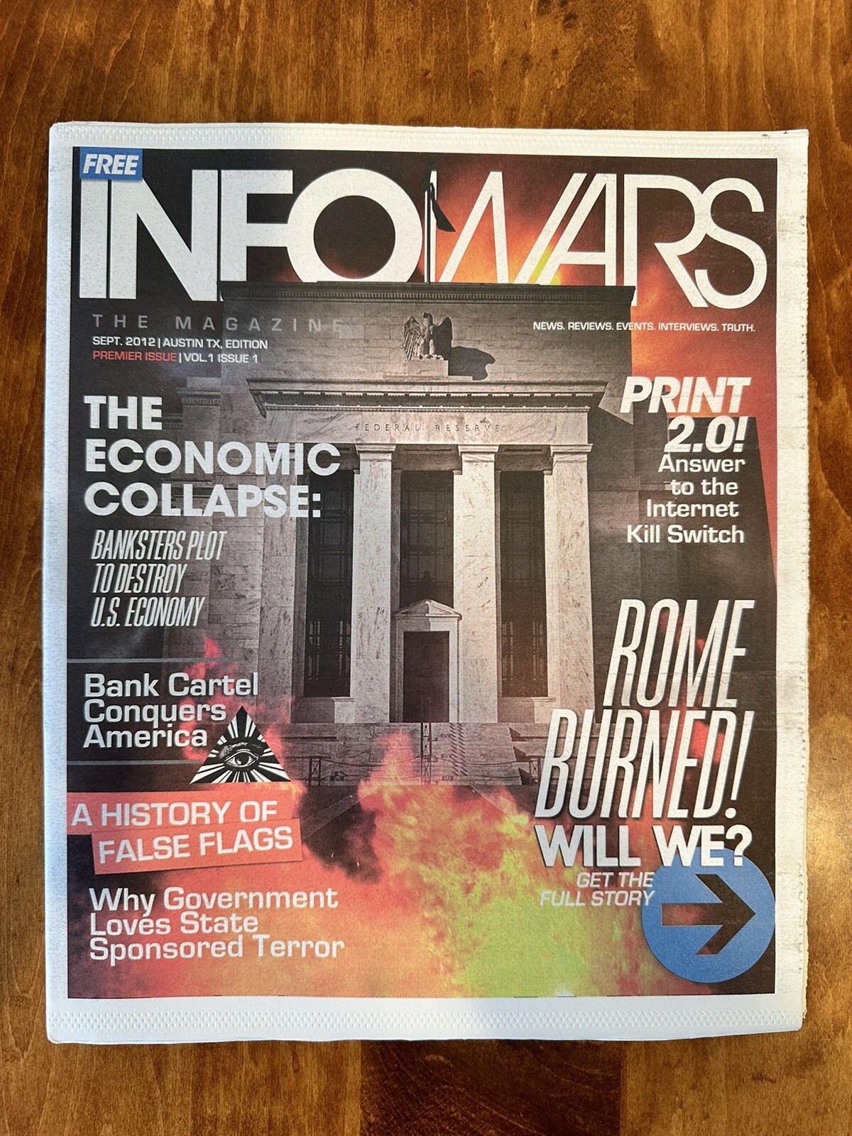 Alex Jones INFOWARS MAGAZINE-1st Ed, Vol 1, Sept 2012-Not Circulated-Never Read