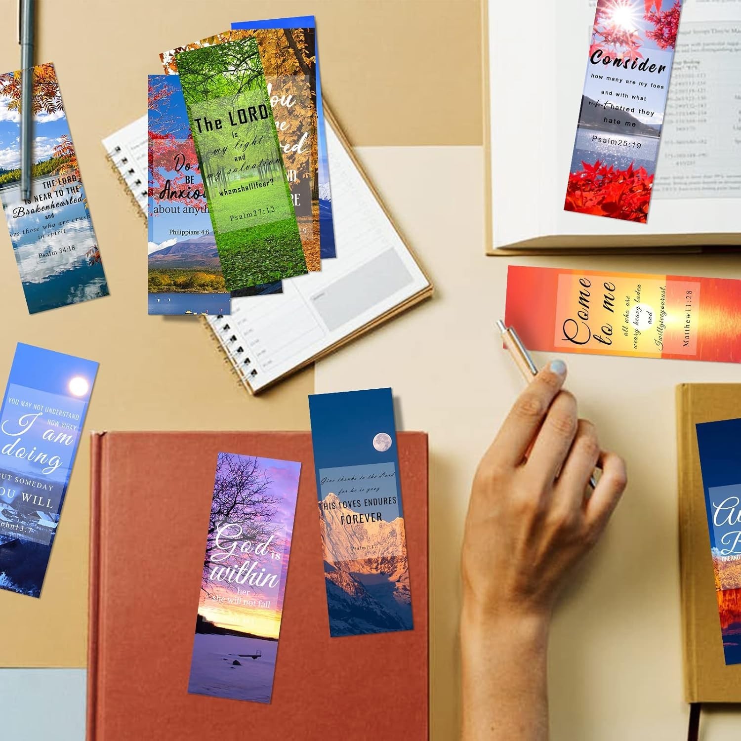 150Pcs Bible Verse Bookmarks, Double Sided Scripture Christian Book Marks Motiva