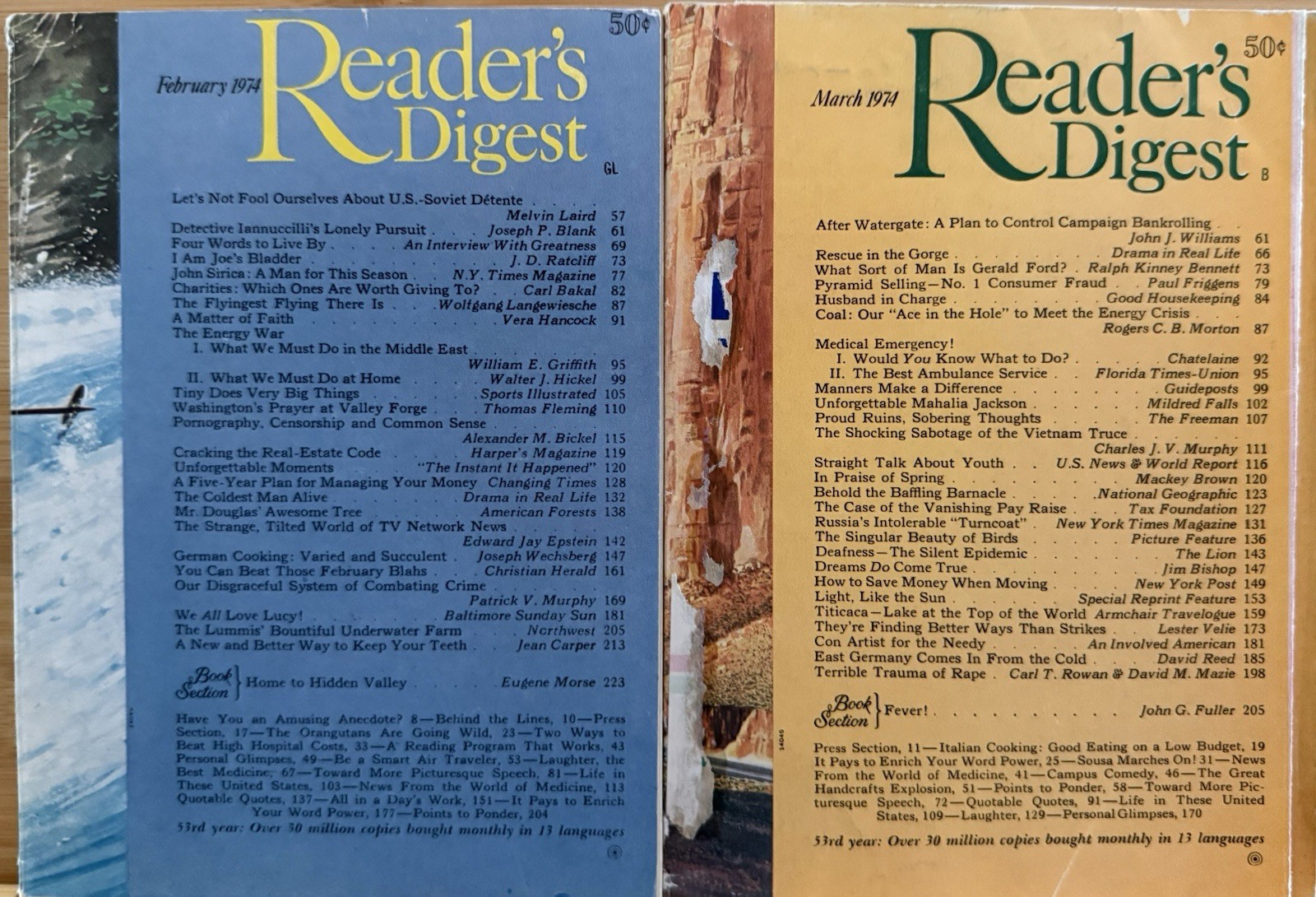 1974 February March READER&rsquo;S DIGEST MAGAZINE Vintage Retro Timeless Shorts