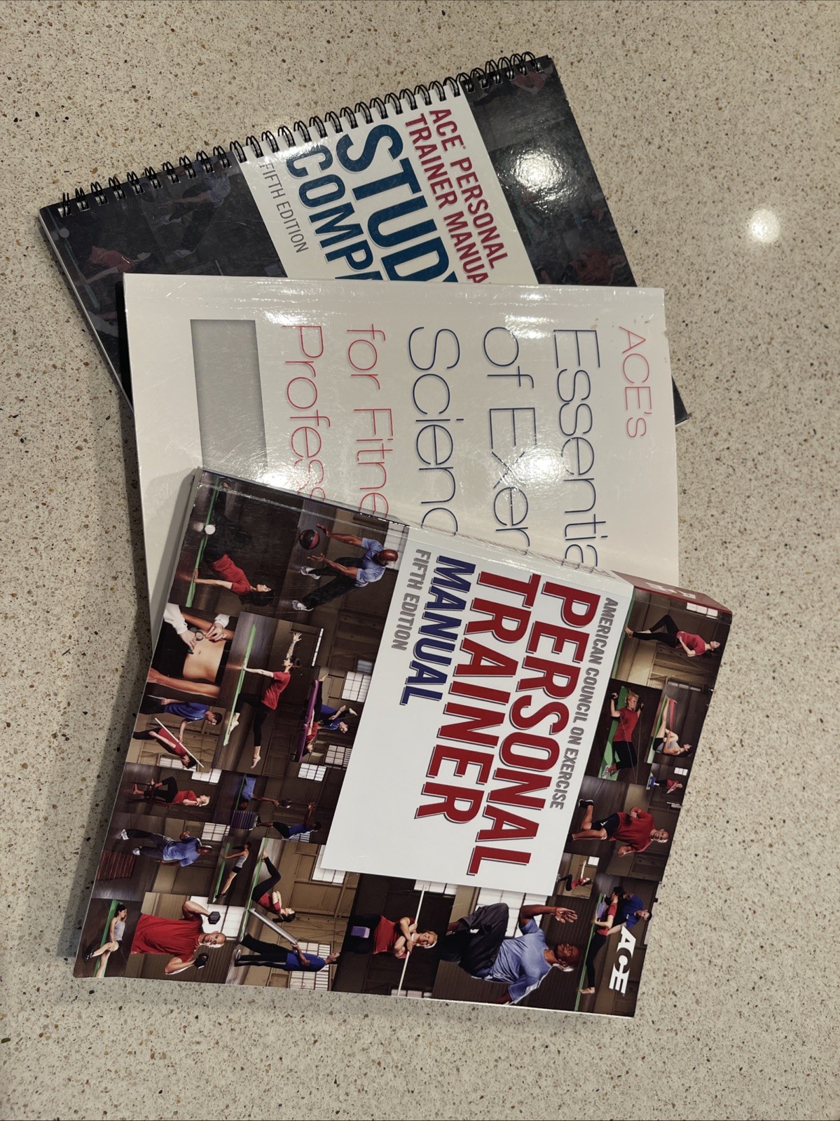 Lot of 3 Books Ace 5th Edition Personal Trainer Manual, Study Comp, Essentials