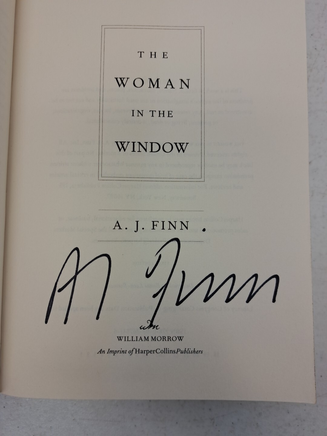 RARE signed advanced reader&rsquo;s edition by A.J. Finn-The Woman in the Window
