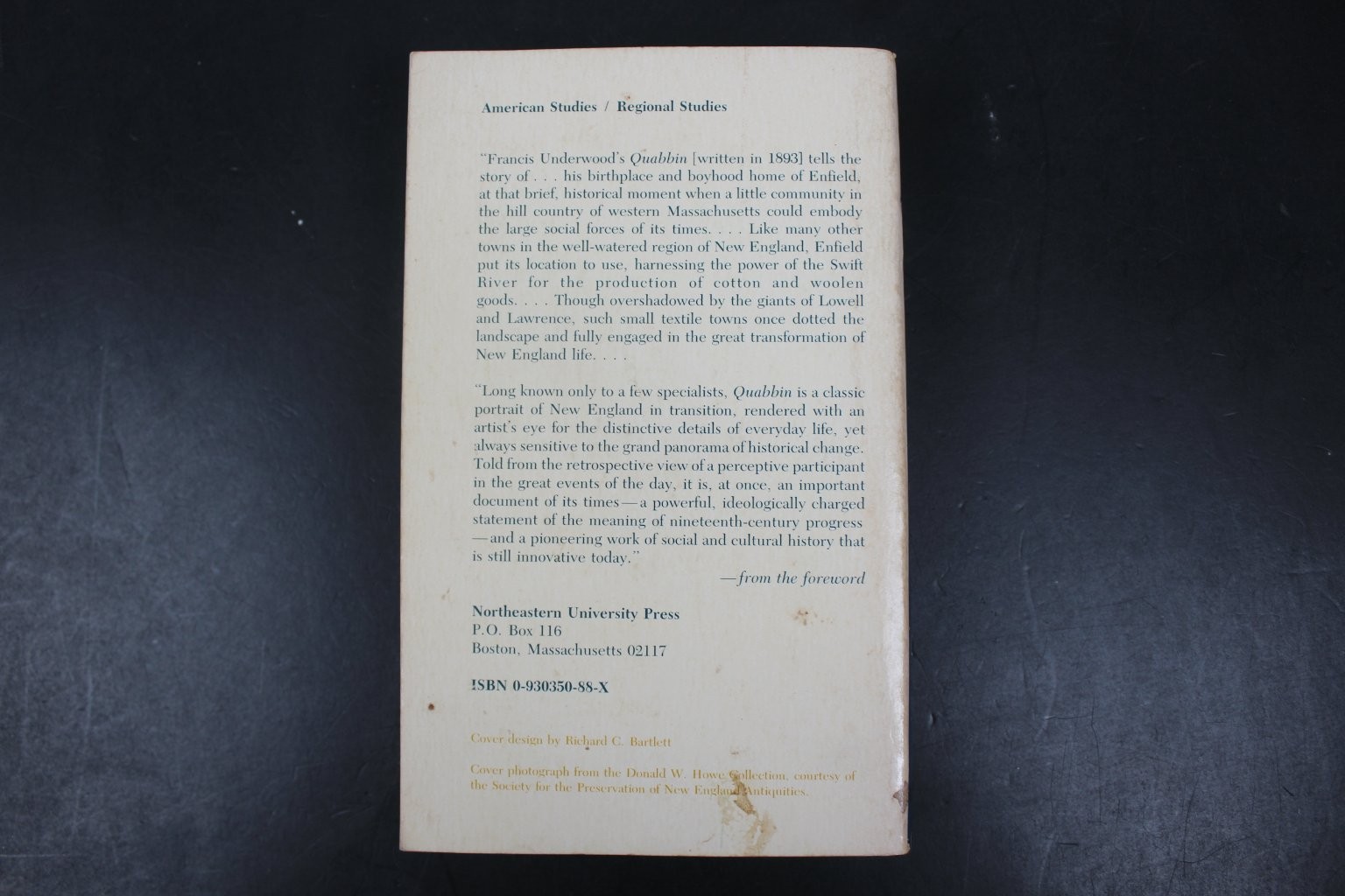 Quabbin Underwood 1986 Reprint New Foreword American Regional Studies History