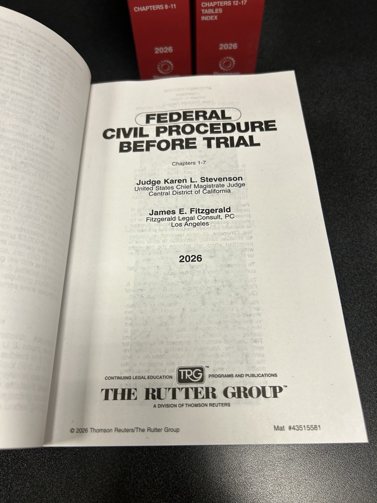 Rutter Practice Guide Federal Civil Procedure Before Trial 2026 Edition