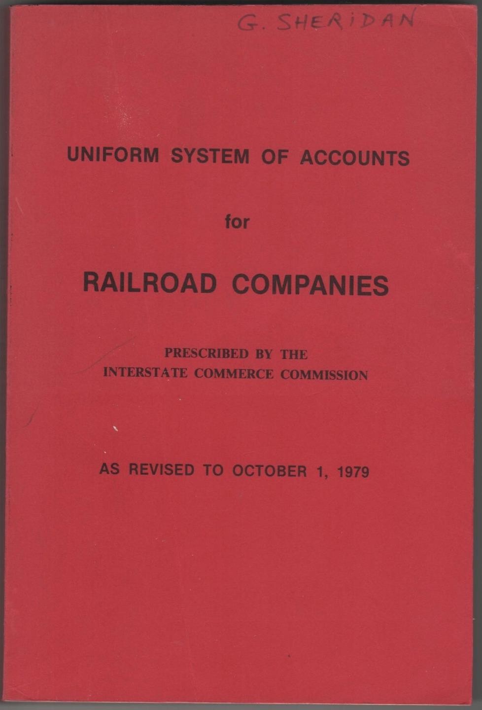 1979 ICC Uniform System of Accounts for Railroads soft cover book -publisher AAR