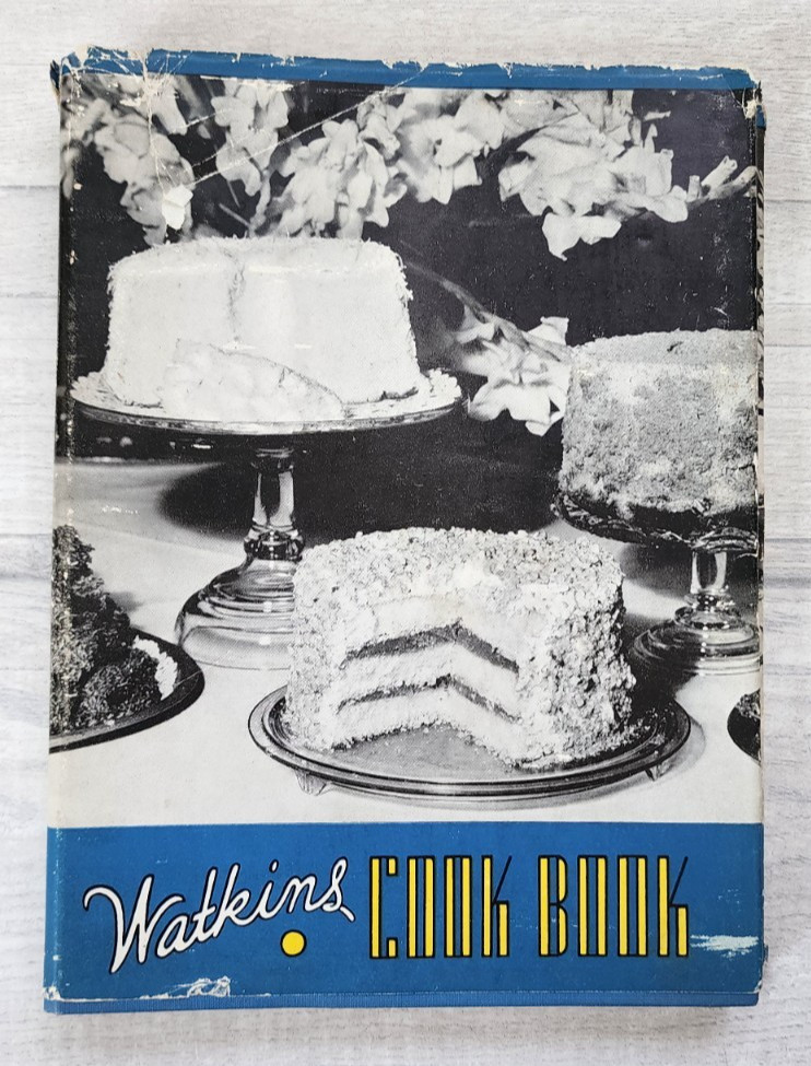 1938 Watkins Cook Book hardcover spiral-bound color advertisements 288 pages fun