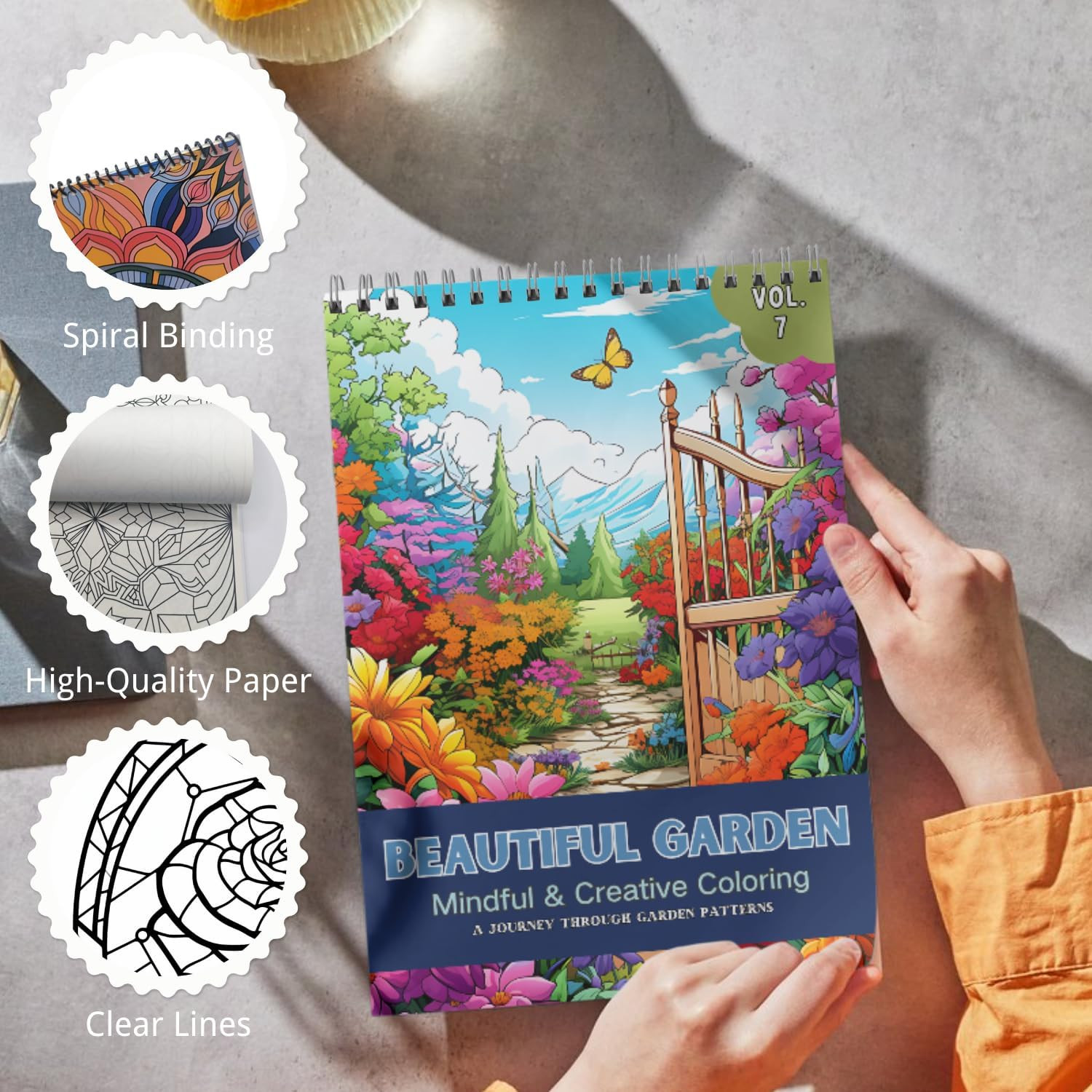 Adult Coloring Books Spiral Bound Page One Sided Design Gifts Arts and Crafts wi