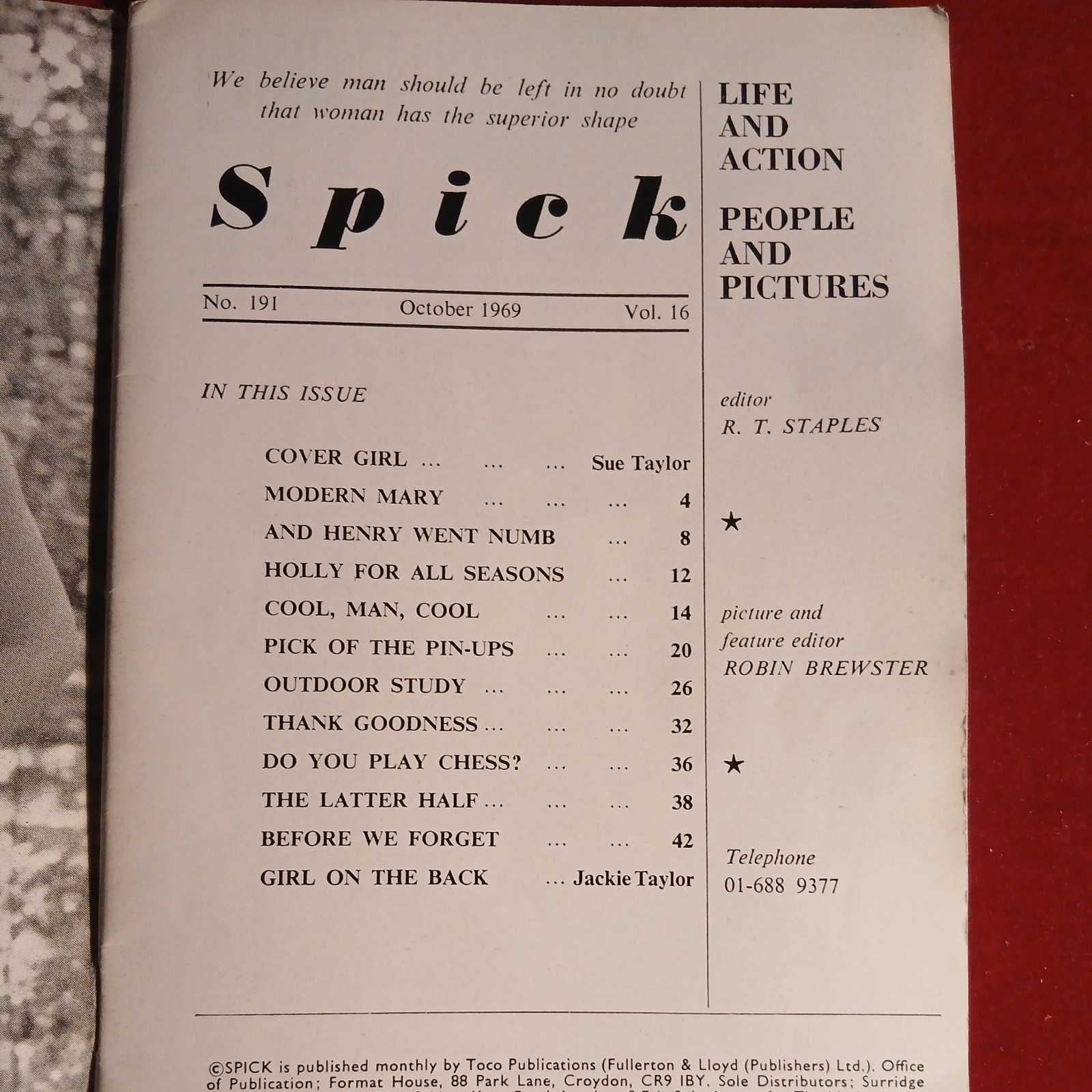 Spick Vintage Magazines Non Full Nudity issues number 191