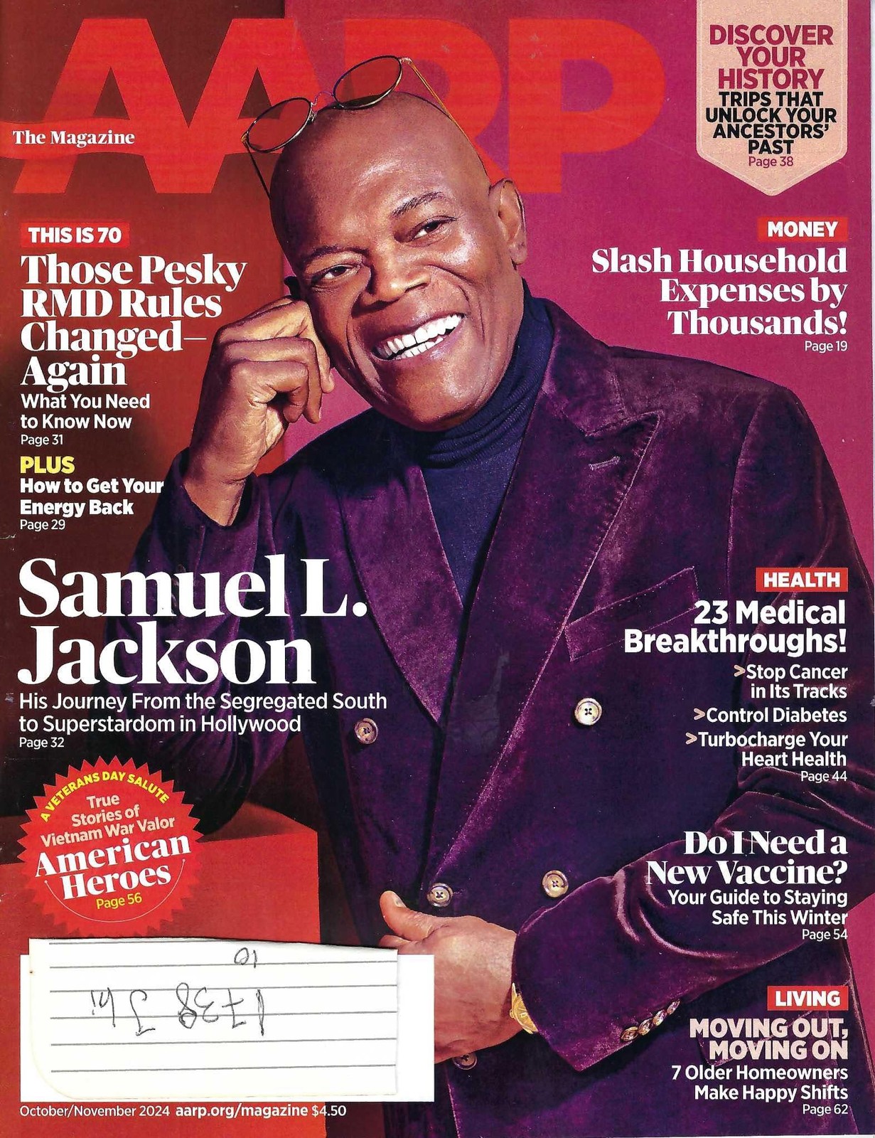 Magazine AARP, October/November 2024 Issue, Samuel L. Jackson Cover Story