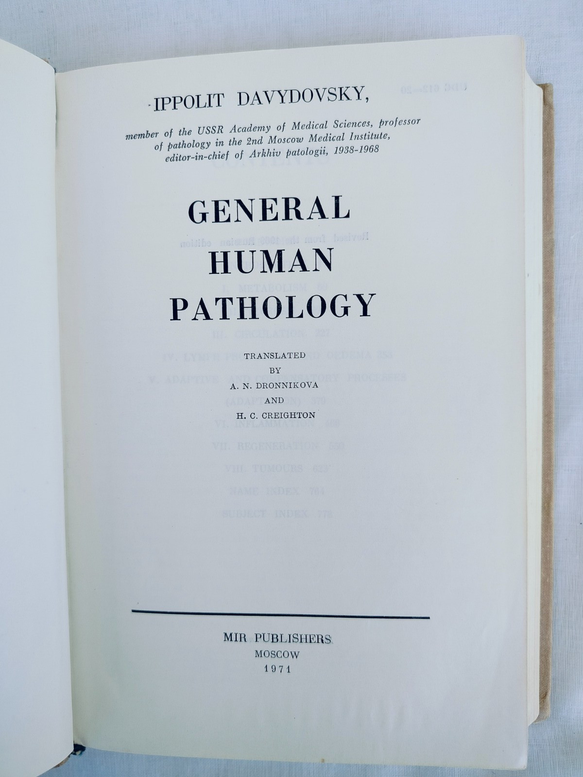 General Human Pathology by Ippolit Davydovsky, Mir Publishers, 1971, Hardcover