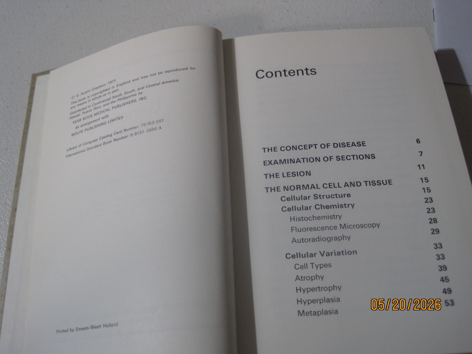 Vintage Color Atlas of General Pathology book G. Austin Gresham 1971