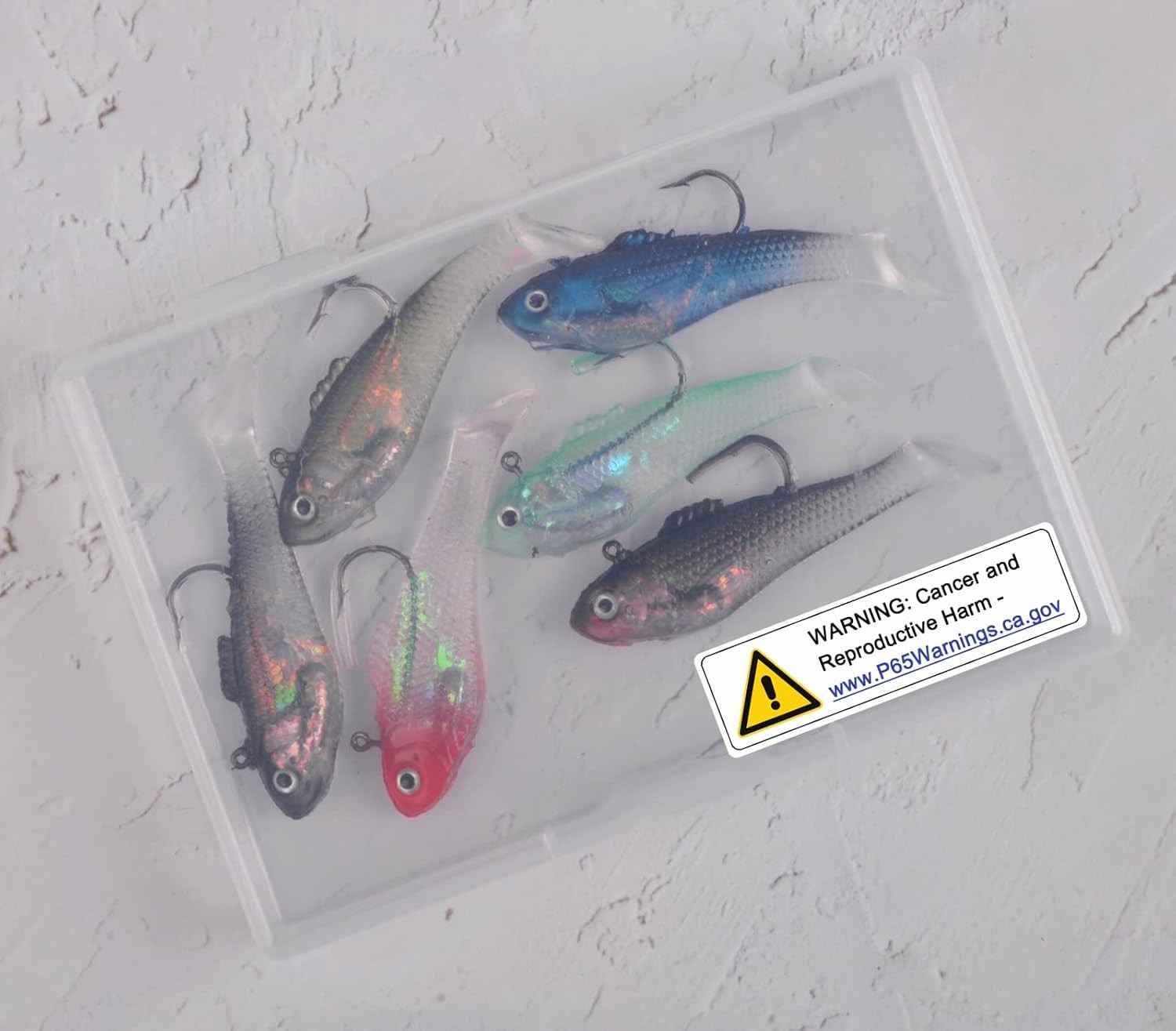 Pre-Rigged Jig Head Soft Fishing Lures, Paddle 2.3in/0.13oz-6pcs, Blue, White