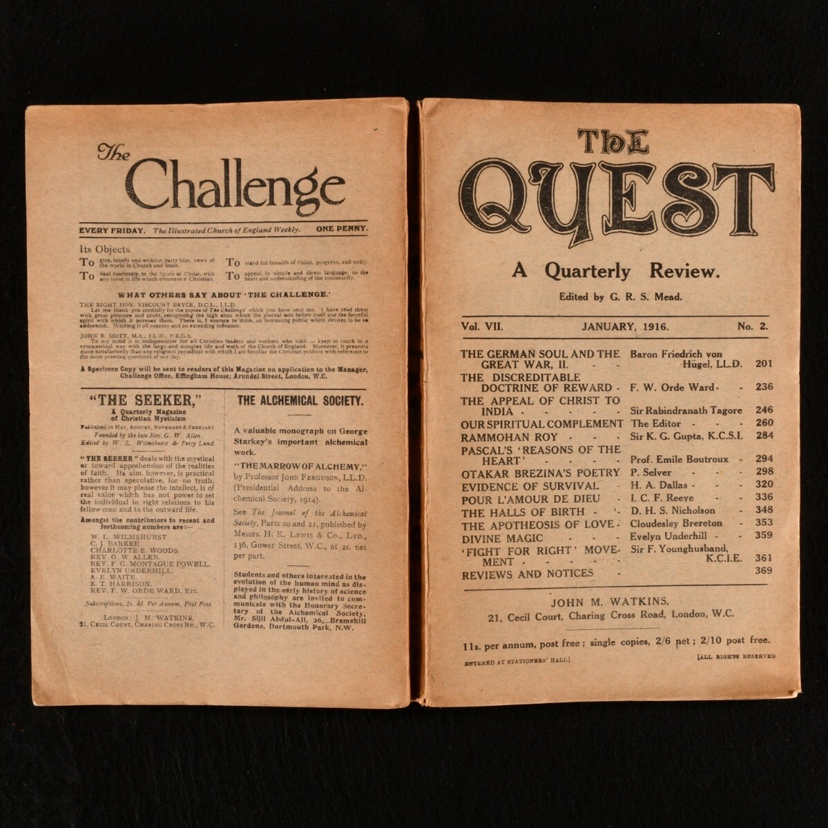 1909-1918 27Vols The Quest A Quarterly Review G R S Mead Very Scarce First Ed…