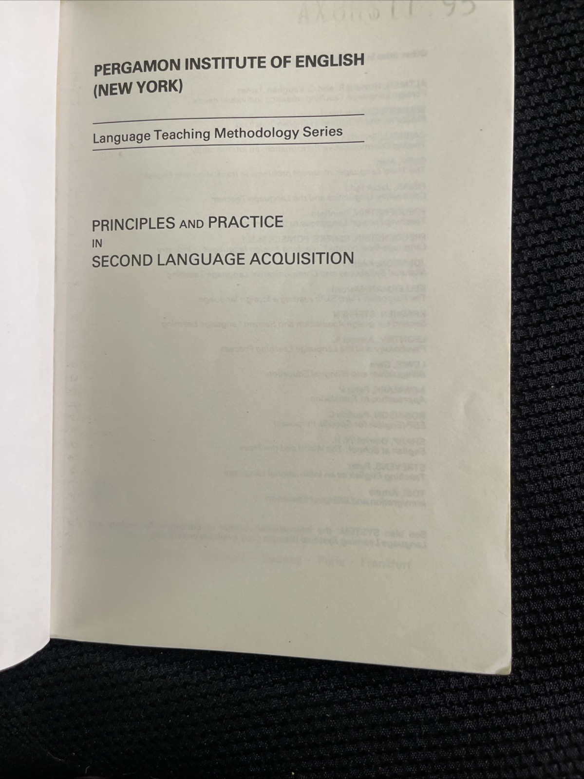 PRINCIPLES AND PRACTICE IN SECOND LANGUAGE ACQUISITION By Stephen D. Krashen