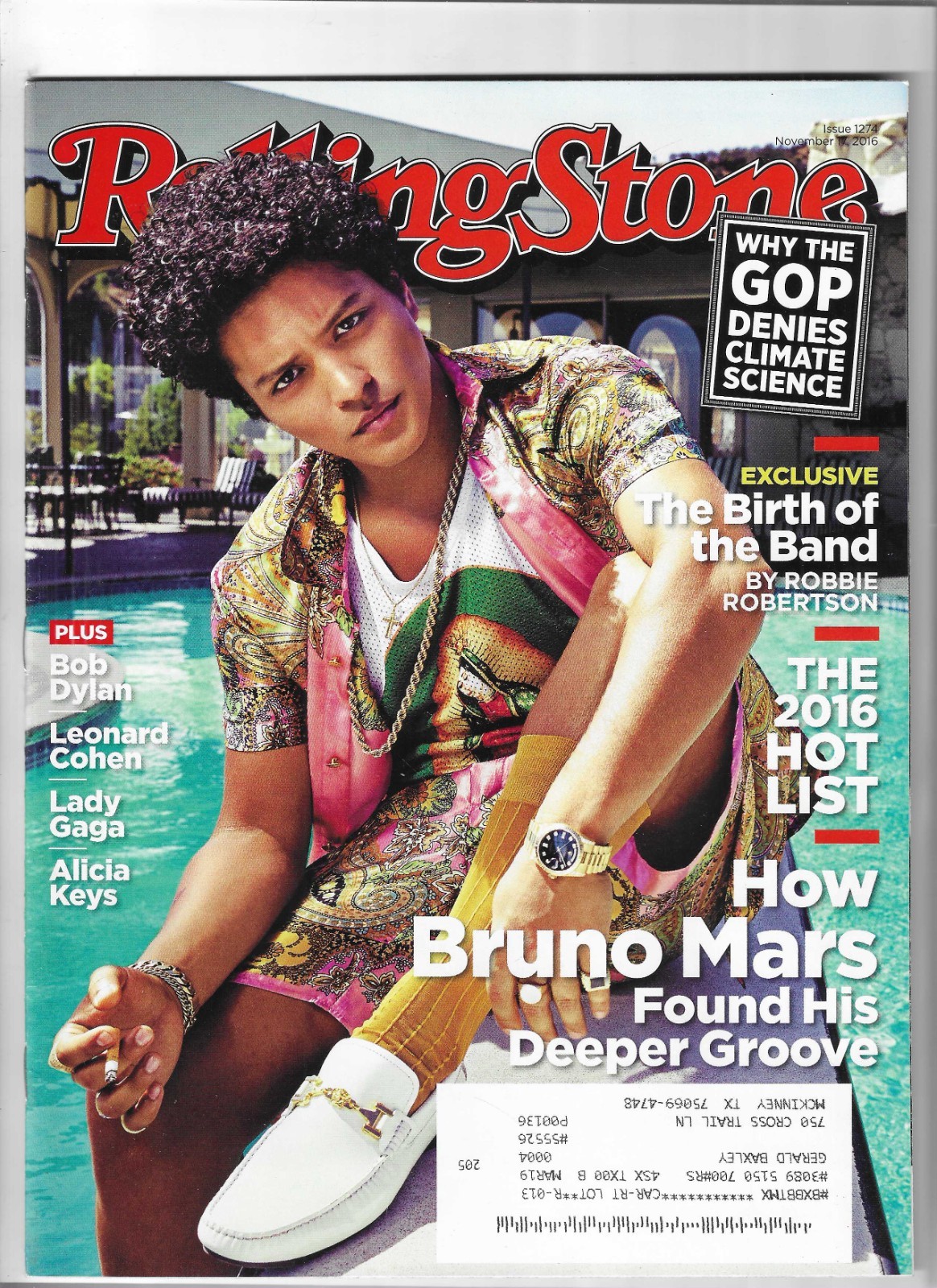 November 17, 2016, issue of Rolling Stone Magazine Bruno Mars