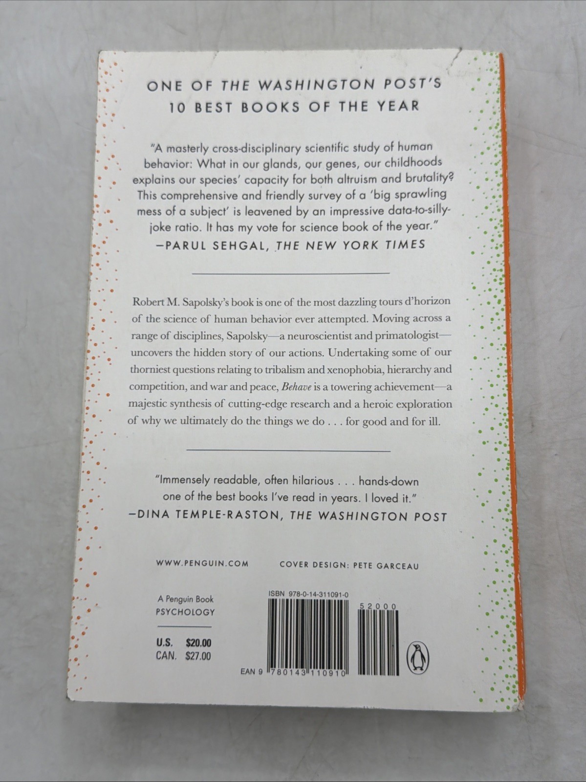 Behave: The Biology of Humans at Our Best and Worst, Sapolsky, Robert M., GOOD