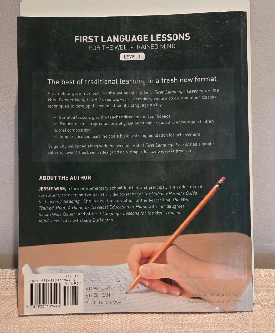 FIRST LANGUAGE LESSONS for the Well-Trained Mind Level 1 Homeschool Curriculum