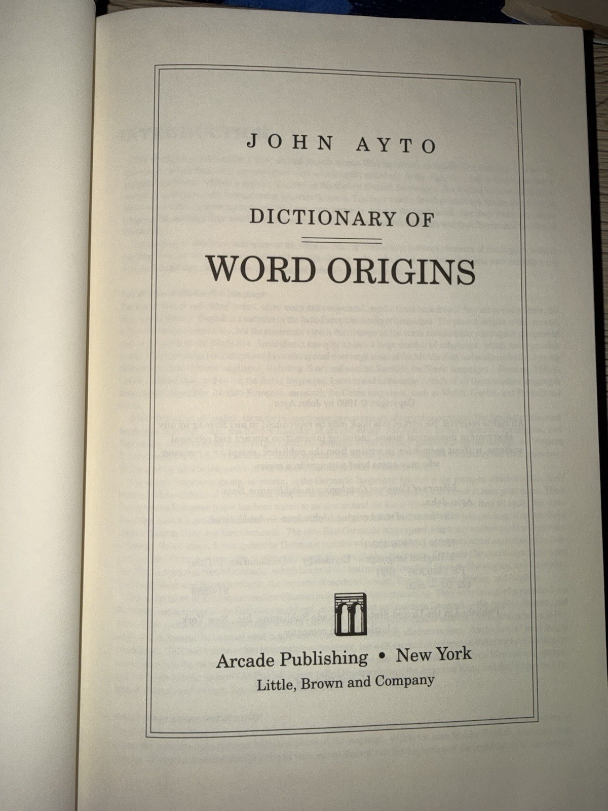 Dictionary Of Word Origins By John Ayto 1st edition rare