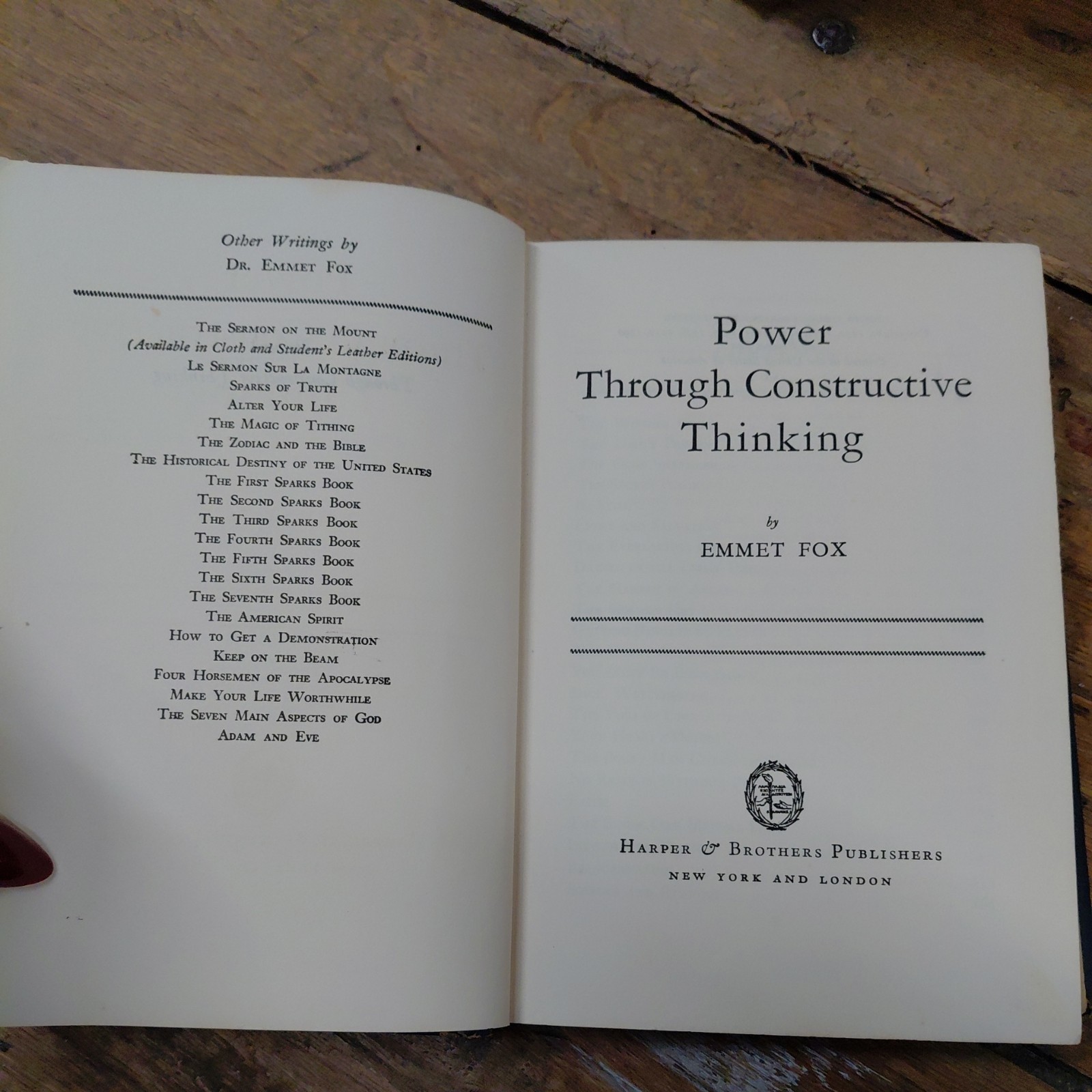Power Through Constructive Thinking Emmet Fox 1940 Printing Hardcover