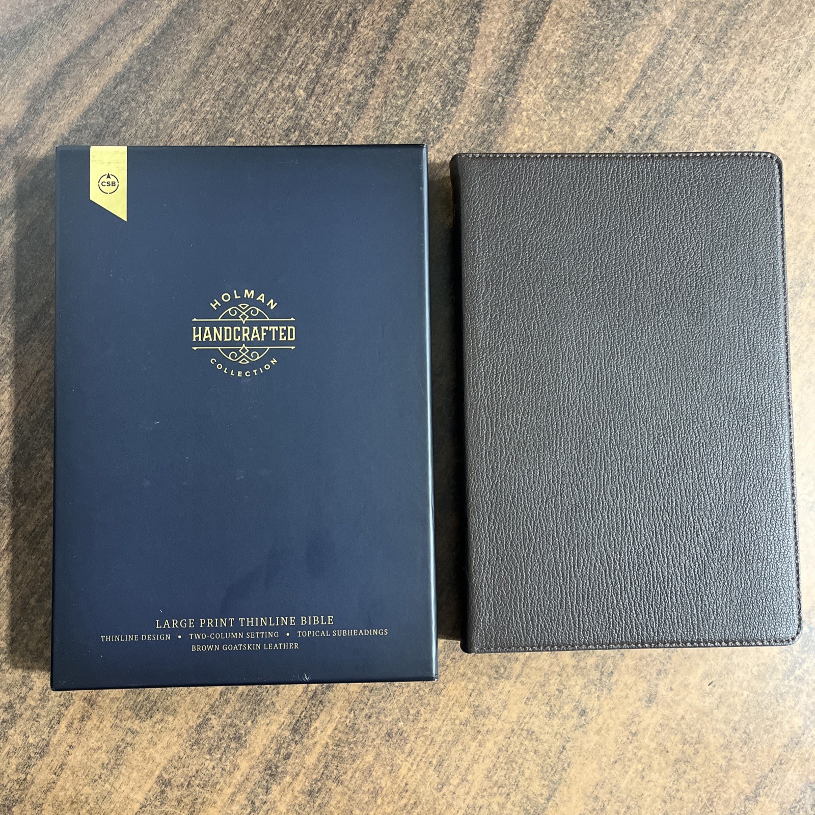 CSB Large Print Thinline Bible -$140 Retail – Brown Goatskin Genuine Leather