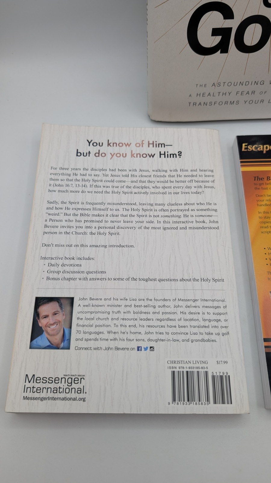 John Bevere LOT Holy Spirit + 9781591854135 Bait of Satan+ 9781400336708 Awe of