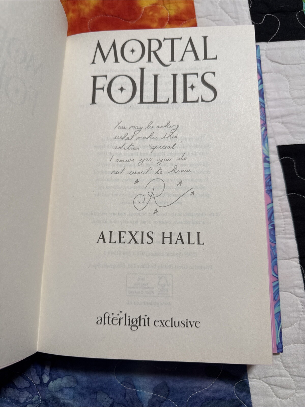 Illumicrate Afterlight Special Edition Mortal Follies Alexis Hall Stenciled Edge