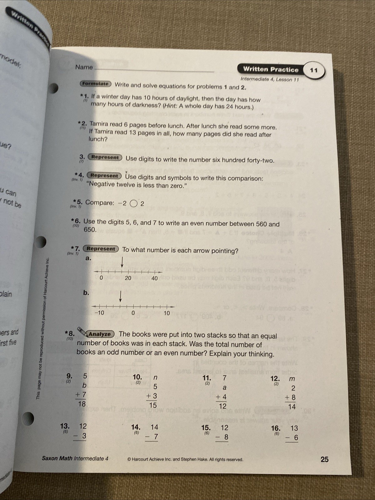 # Saxon Math Intermediate 4 Written Practice Workbook by Stephen Hake Paperback