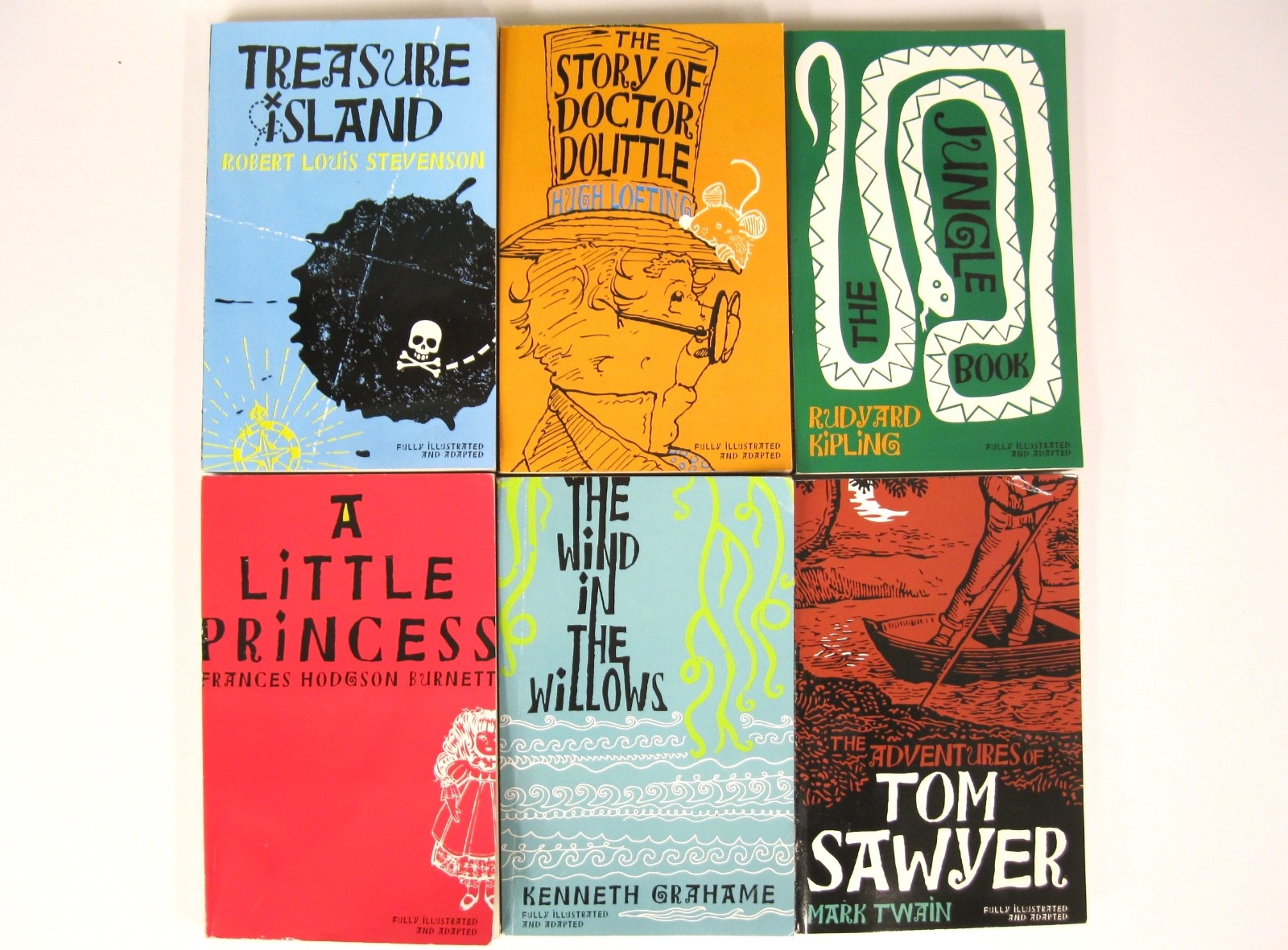ILLUSTRATED ADAPTED CLASSIC LIT. Treasure Island, Dolittle, Sawyer R L 3.0-3.8